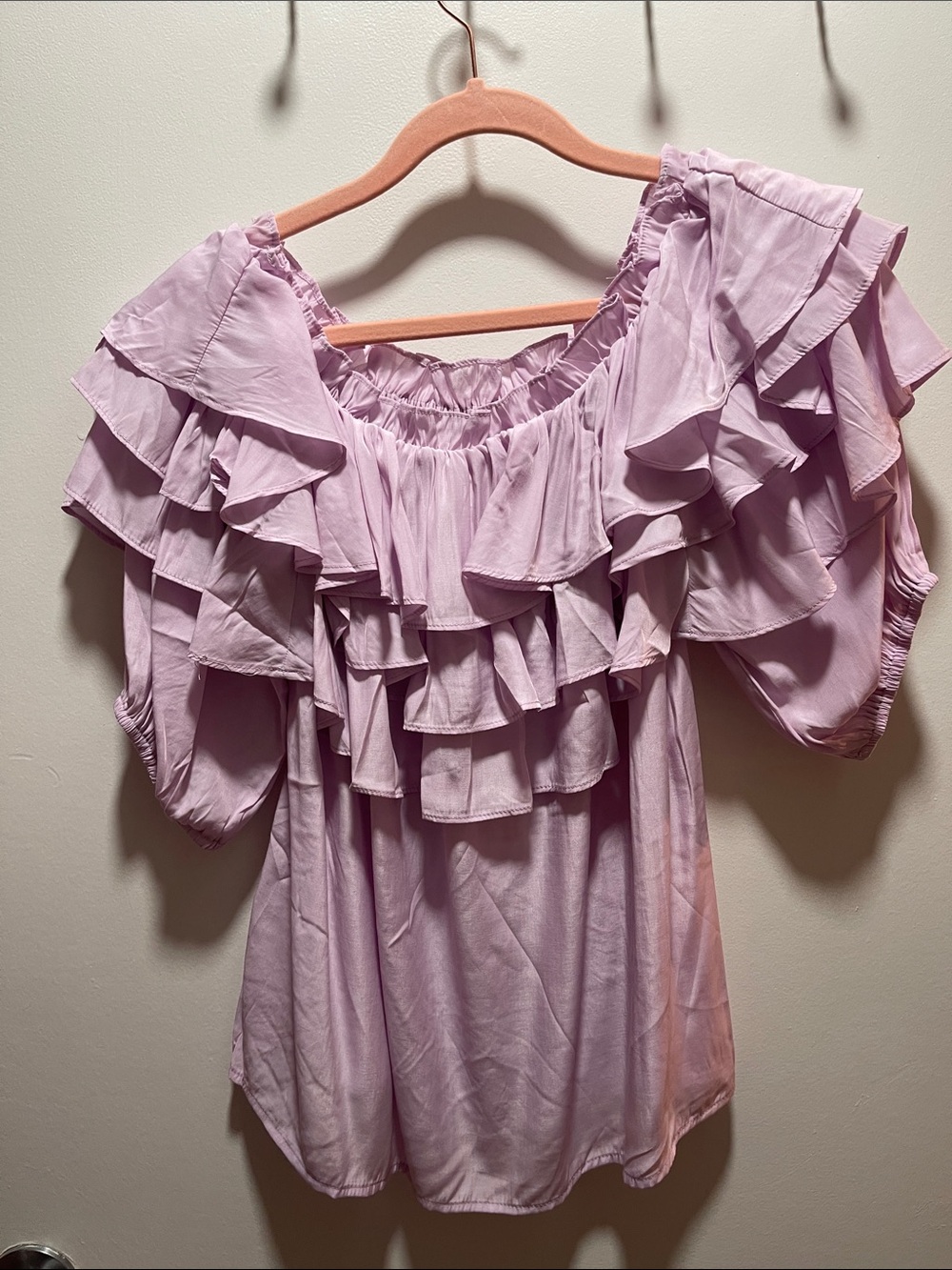 NWT easel Off-Shoulder Ruffle Tier Top - Picture 5 of 8